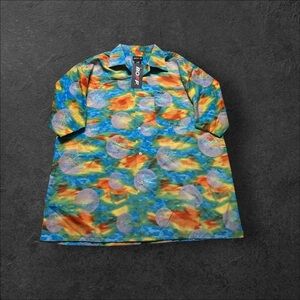 Vintage Boff Button Up Shirt Mens XL Short Sleeve Abstract Moons NWT